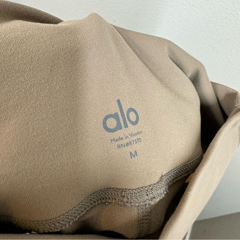 Alo Yoga Elevate Long Length Brown Tan Leggings High Rise Mesh Panel Size Medium - Picture 4 of 7